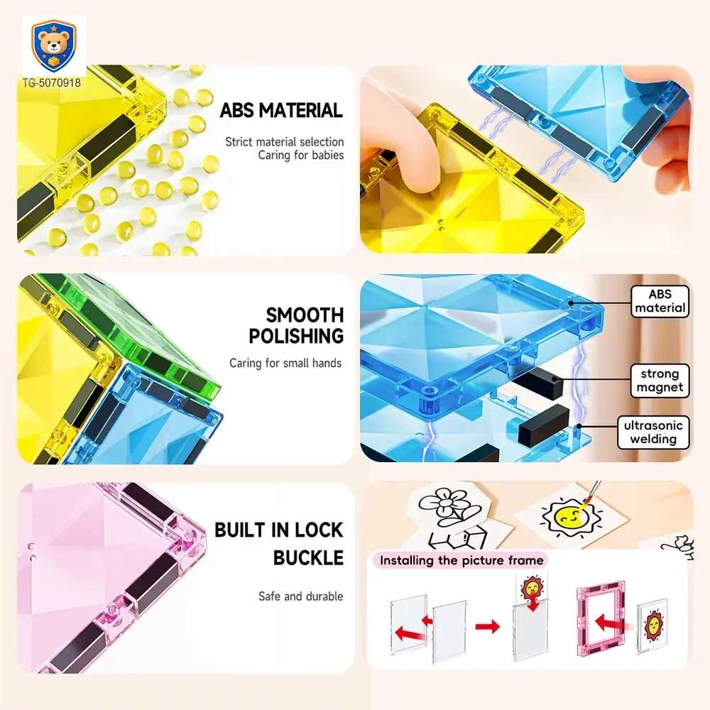 Pink Princess Castle Magnetic Tiles Building Blocks — product view 4