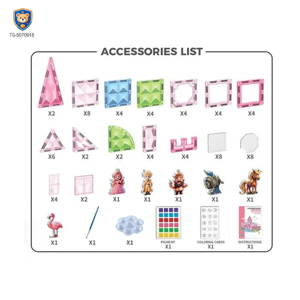 Pink Princess Castle Magnetic Tiles Building Blocks — product view 5