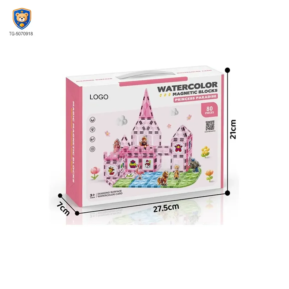 Pink Princess Castle Magnetic Tiles Building Blocks — product view 7