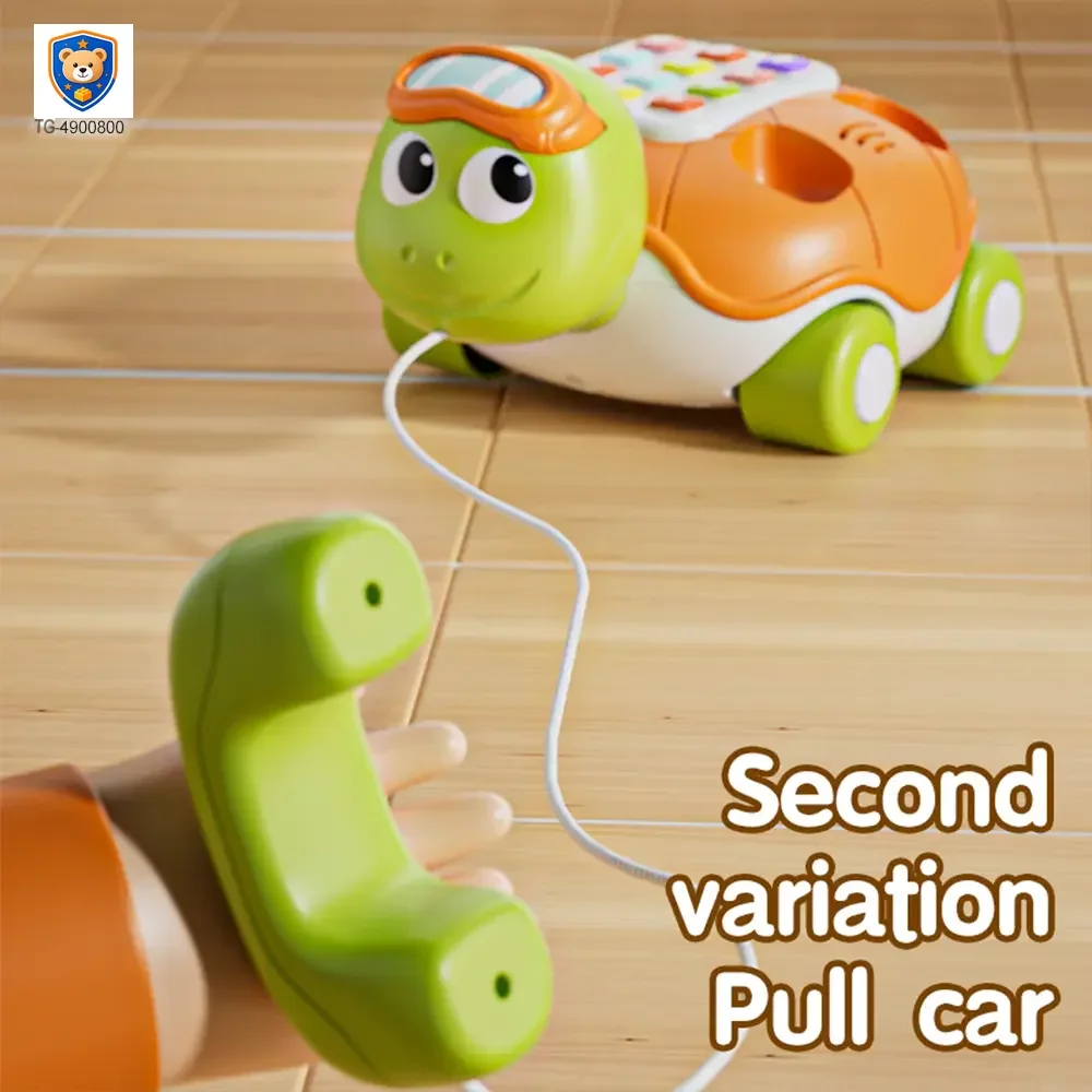 Cartoon Turtle Pull String Phone Toy, Baby Phone Toy Wholesale Supply — product view 3