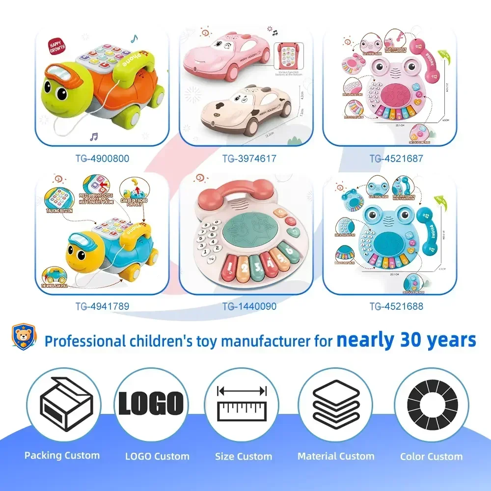 Cartoon Turtle Pull String Phone Toy, Baby Phone Toy Wholesale Supply — product view 7