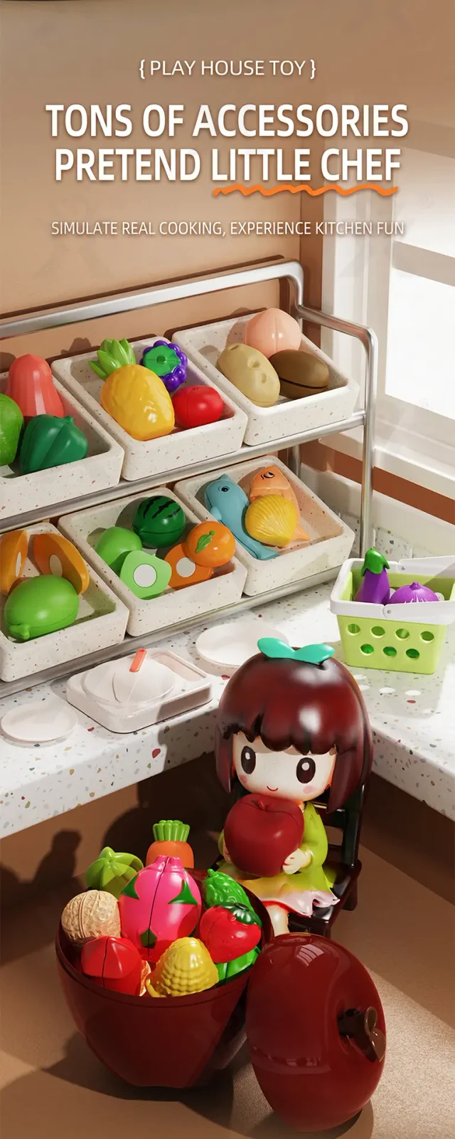 Pretend Play Kitchen Cutting Fruits Vegetables Toys (TG5083803) — product detail panel 6
