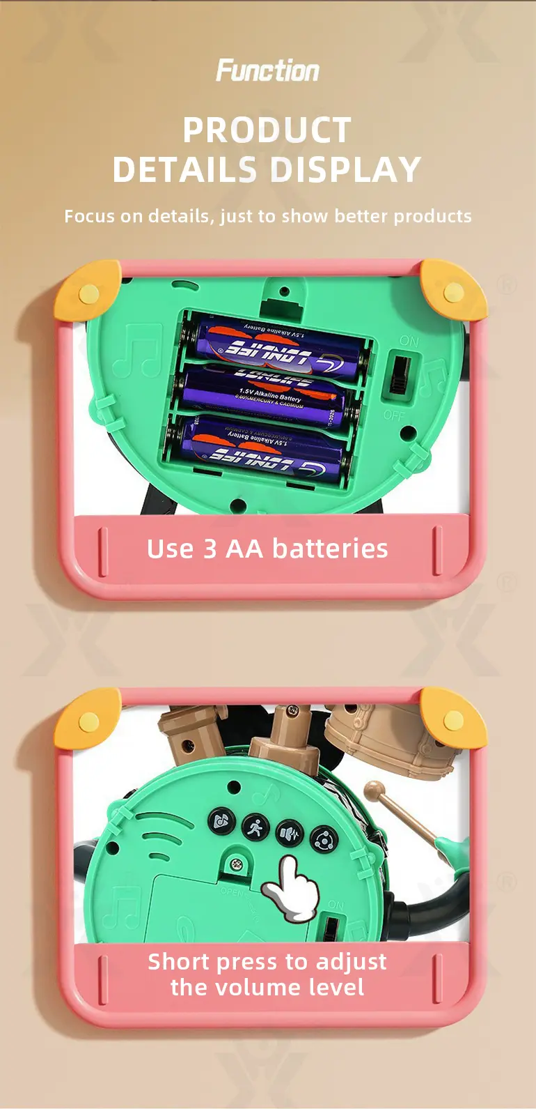 Baby Dancing Drum Instrument Electric Music Robot Toy (TG4420044) — product detail panel 5