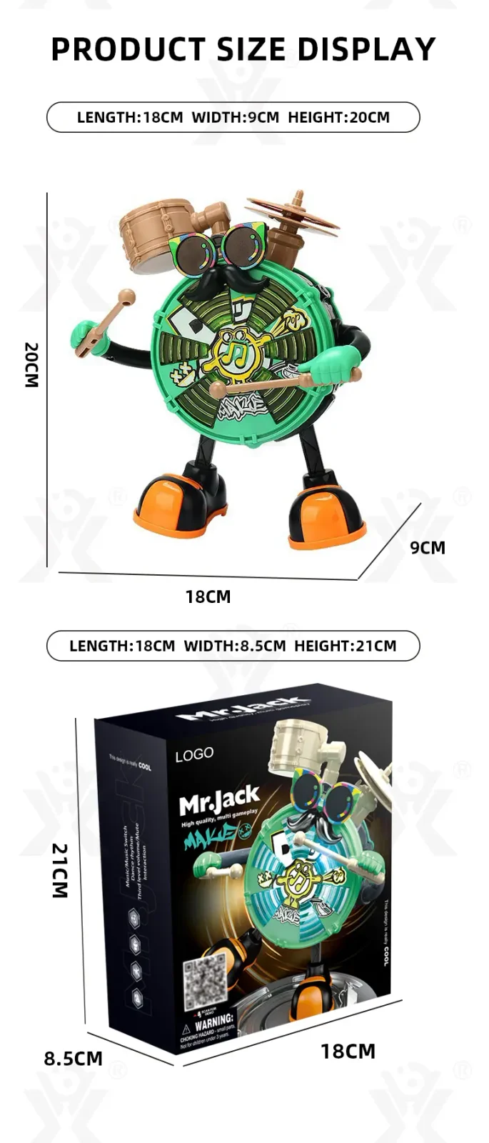 Baby Dancing Drum Instrument Electric Music Robot Toy (TG4420044) — product detail panel 7