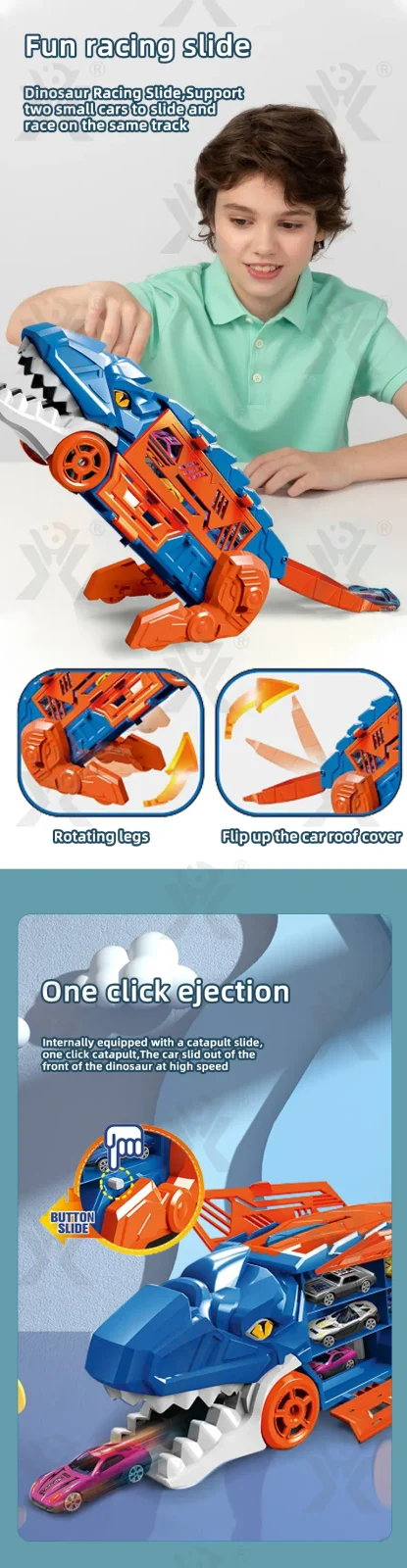 Dinosaur Alloy Catapult Toy with 6 Die-Cast Cars (TG4526041) — product detail panel 3
