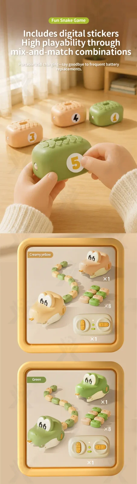 Magnetic Snake Game Toy, Remote Control Eating Snake Toys with Sound and Light-rc animal toys (TG5324397) — product detail panel 7