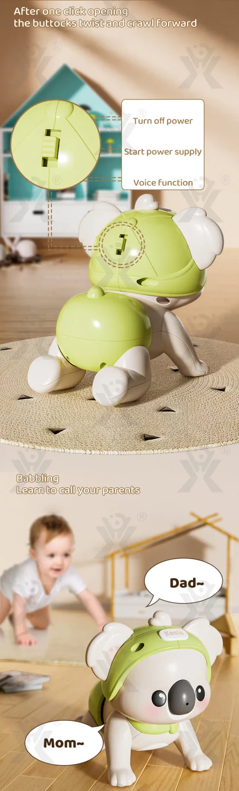 Musical Koala Baby Crawling Toy, Infant Tummy Time Development Learning (TG437759201) — product detail panel 3