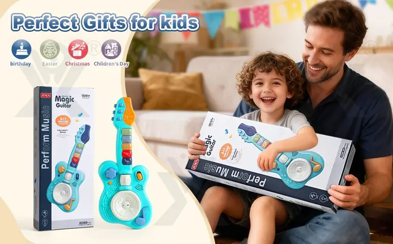 Kids’ Guitar Toys with LED Lights & Sound, Interactive Early Learning Supply (TG4143276) — product detail panel 1