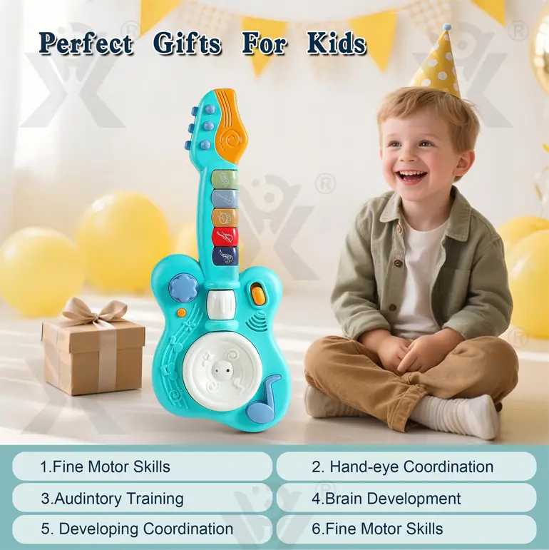 Kids’ Guitar Toys with LED Lights & Sound, Interactive Early Learning Supply (TG4143276) — product detail panel 2