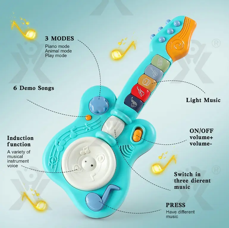 Kids’ Guitar Toys with LED Lights & Sound, Interactive Early Learning Supply (TG4143276) — product detail panel 3