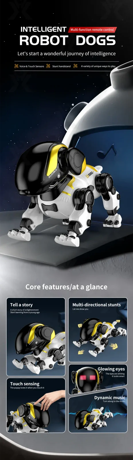 Smart Robot Dog Toy with Voice Control, Remote Control, LED Eyes, Multi-Function Interactive Pet (TG5312892) — product detail panel 1