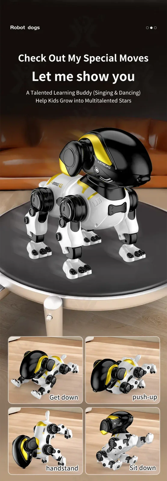 Smart Robot Dog Toy with Voice Control, Remote Control, LED Eyes, Multi-Function Interactive Pet (TG5312892) — product detail panel 2