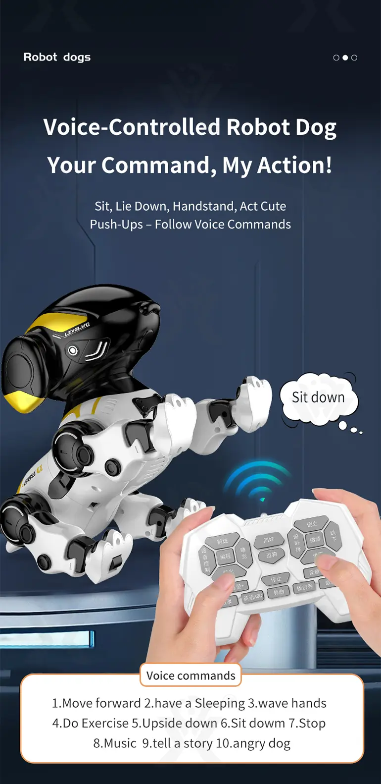 Smart Robot Dog Toy with Voice Control, Remote Control, LED Eyes, Multi-Function Interactive Pet (TG5312892) — product detail panel 8