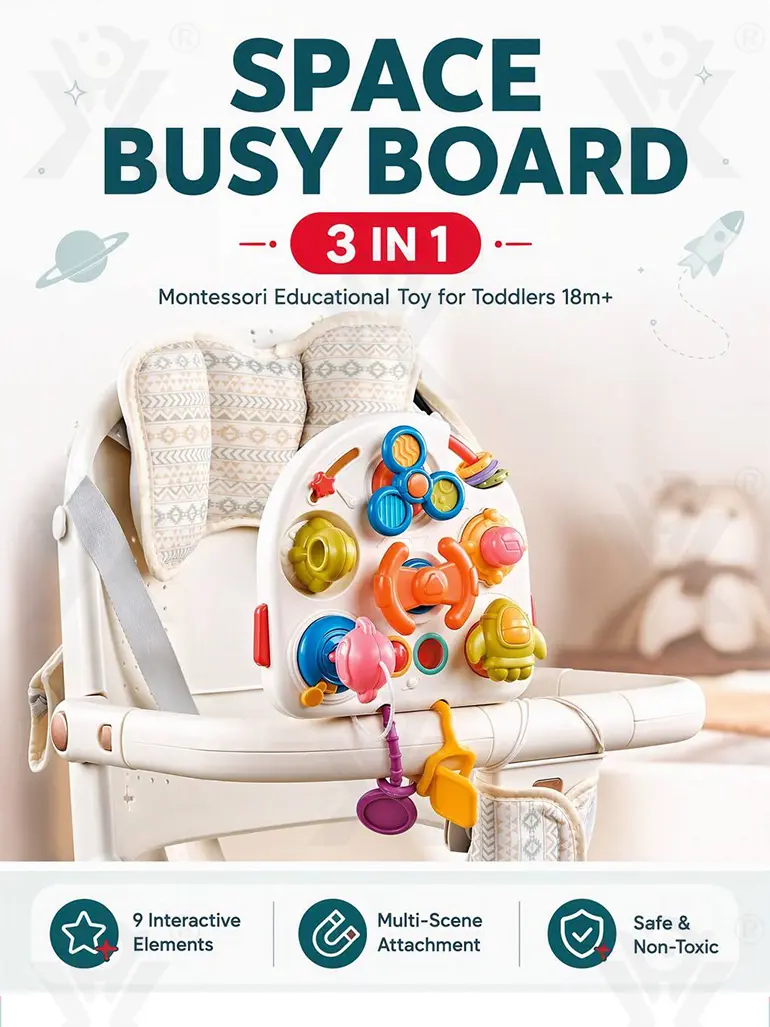 Montessori Busy Board Toys, Spinning, Sliding & Fine Motor Skill Activities Learning Toy (TG5167837) — product detail panel 1