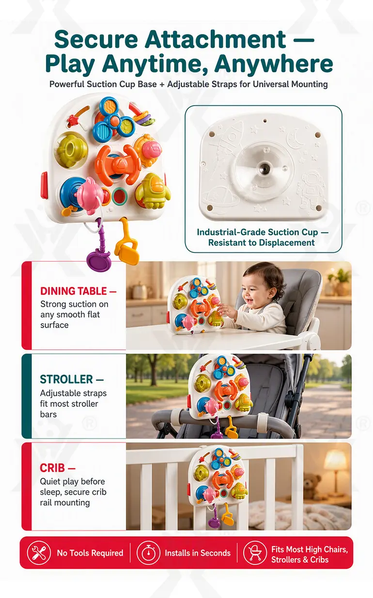 Montessori Busy Board Toys, Spinning, Sliding & Fine Motor Skill Activities Learning Toy (TG5167837) — product detail panel 6