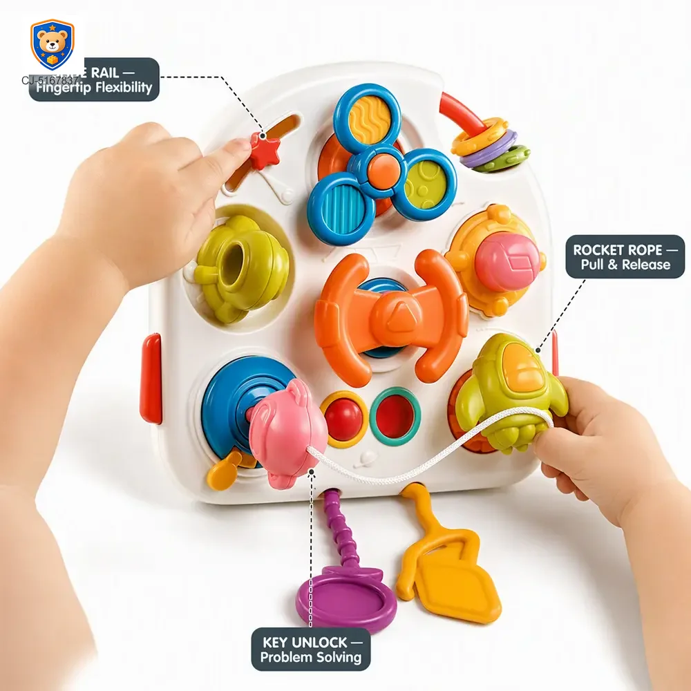 Montessori Busy Board Toys, Spinning, Sliding & Fine Motor Skill Activities Learning Toy — product view 2