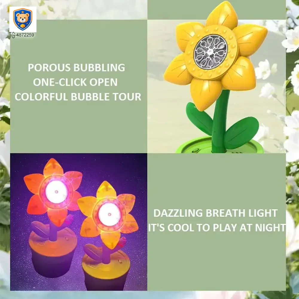 Sunflower Bubble Machine with Music & Lights for Kids — product view 2