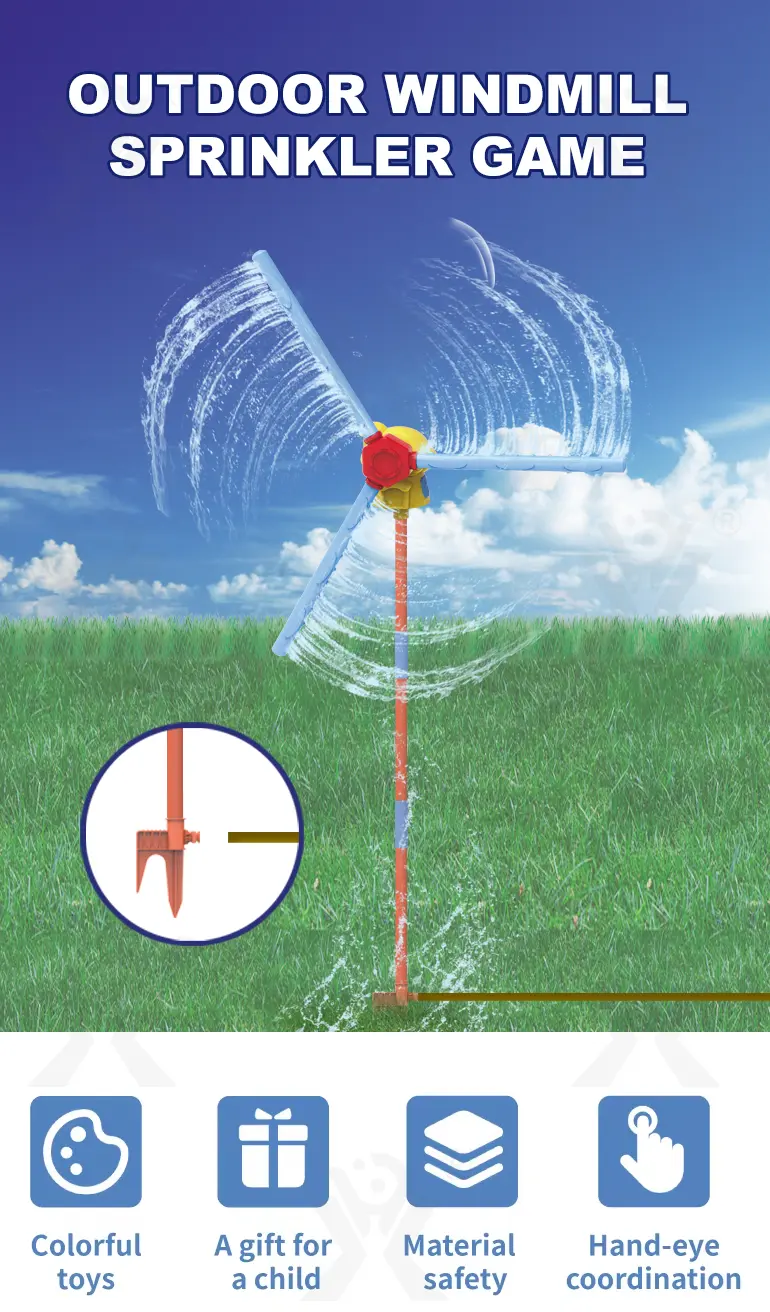 Windmill Water Sprinkler Toy, 360° Rotating Water Spray, Simple Hose Connection- Water Toys (TG4540900) — product detail panel 1