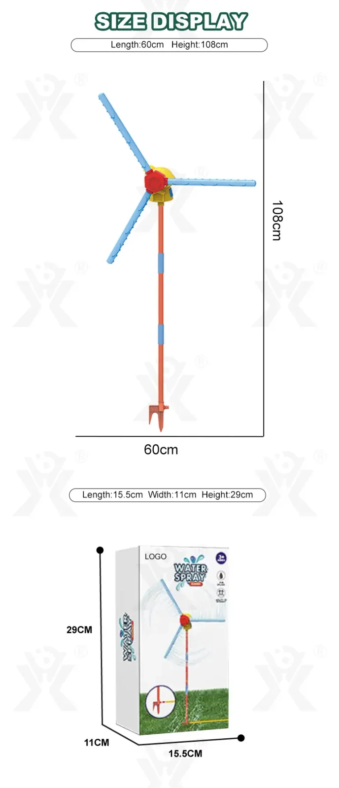 Windmill Water Sprinkler Toy, 360° Rotating Water Spray, Simple Hose Connection- Water Toys (TG4540900) — product detail panel 4